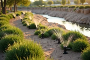 landscape design focusing on sustainable irrigation and water conservation