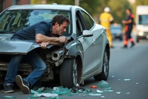 driver experiencing common injuries after rear end vehicle accident